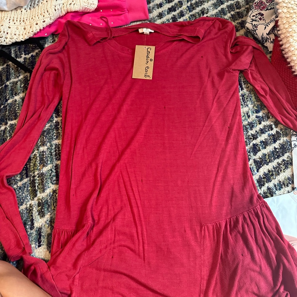 Cousin Earl size small long sleeve maroon dress